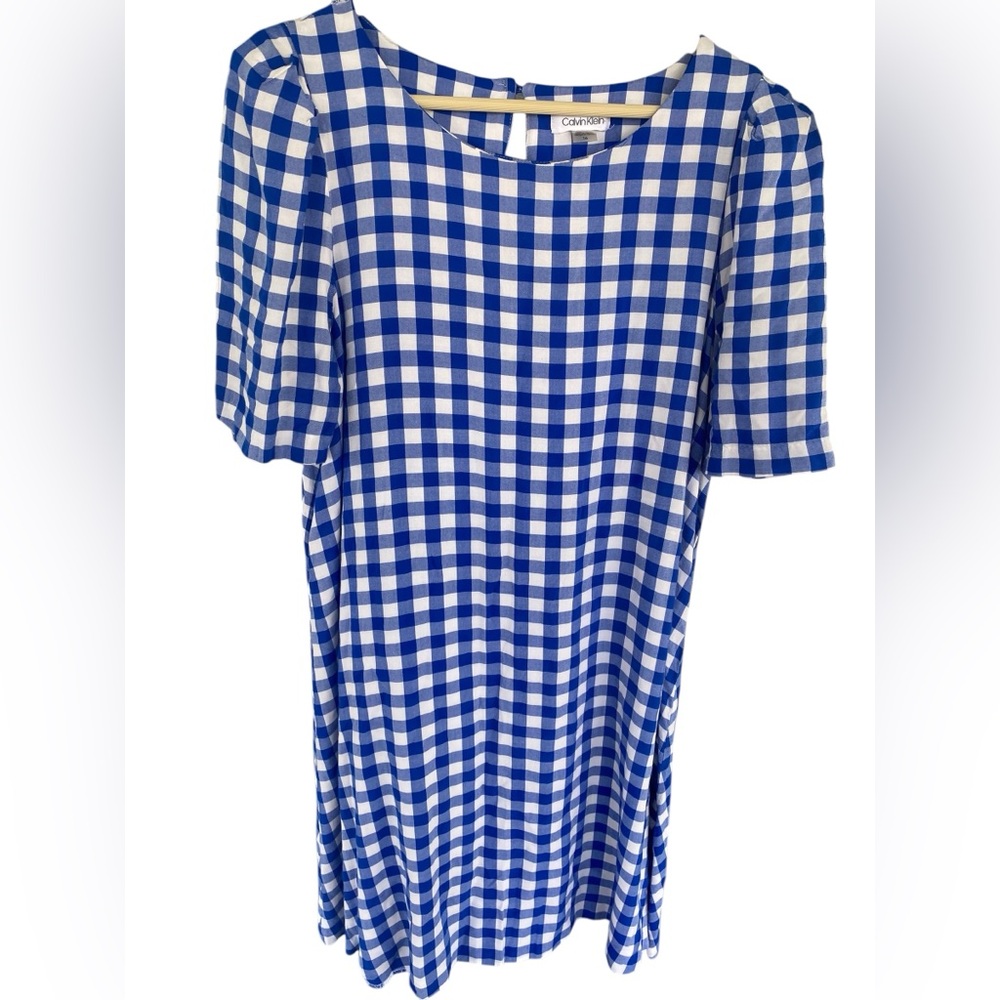 Calvin Klein Plus Size Women’s Checkered Dress Prairie Dress Cottage Core Sz 16